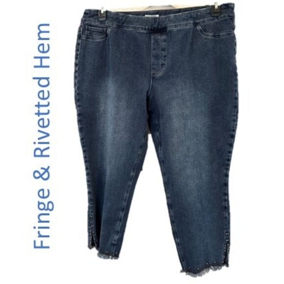 JOHN MARK Ankle Fringe Rivetted Hem Jeans 20W - Picture 1 of 9